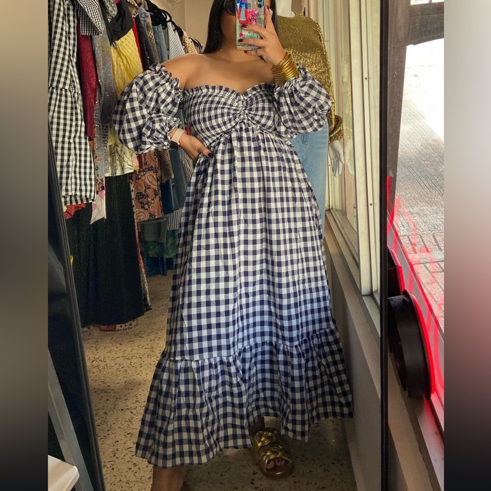 Navy Gingham Dress